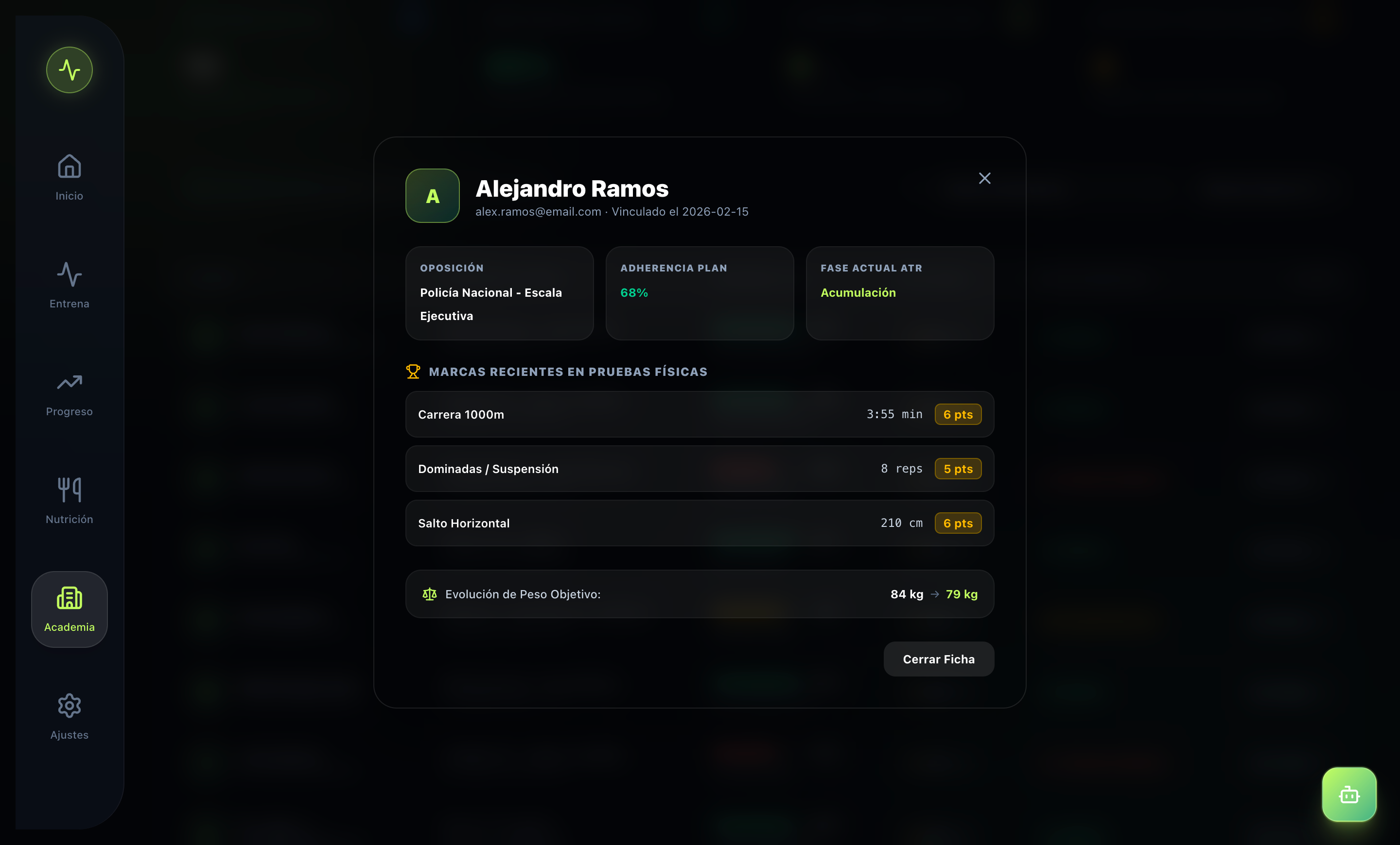Ficha de Alumno con Reajuste Sugerido - Alejandro Ramos